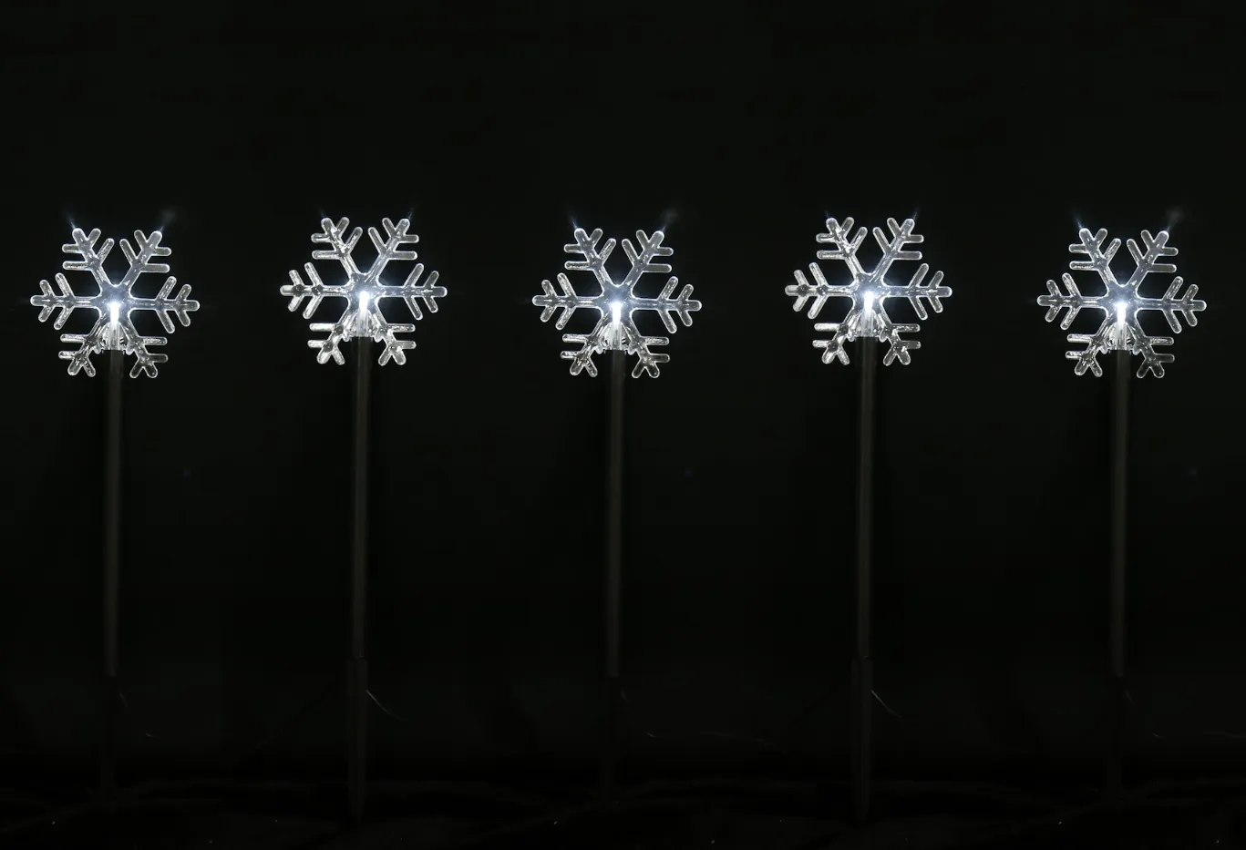 LED Battery Multicolour Snowflakes/ White Stars Stakes with Timer (5pc)