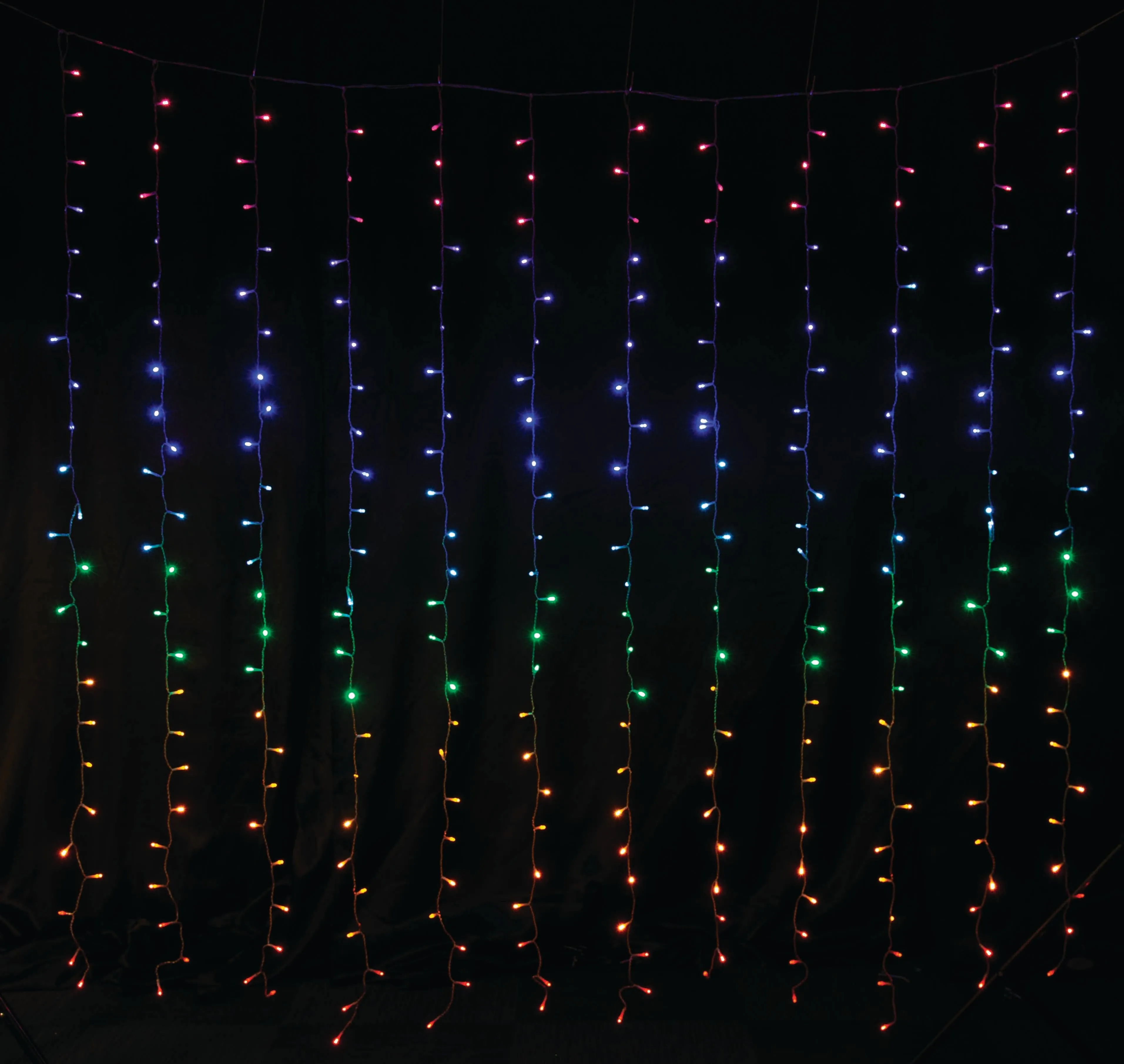 LED Flashing Rainbow Curtain Lights Connectable (1.8x1.8m)