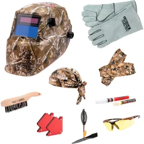 Lincoln K4738-1 Camo Auto Darkening Helmet 9-13 Shade w 10pc Camo Accessory Kit