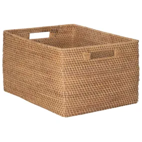 Loma Rectangular Decorative Rattan Storage Basket with Handles