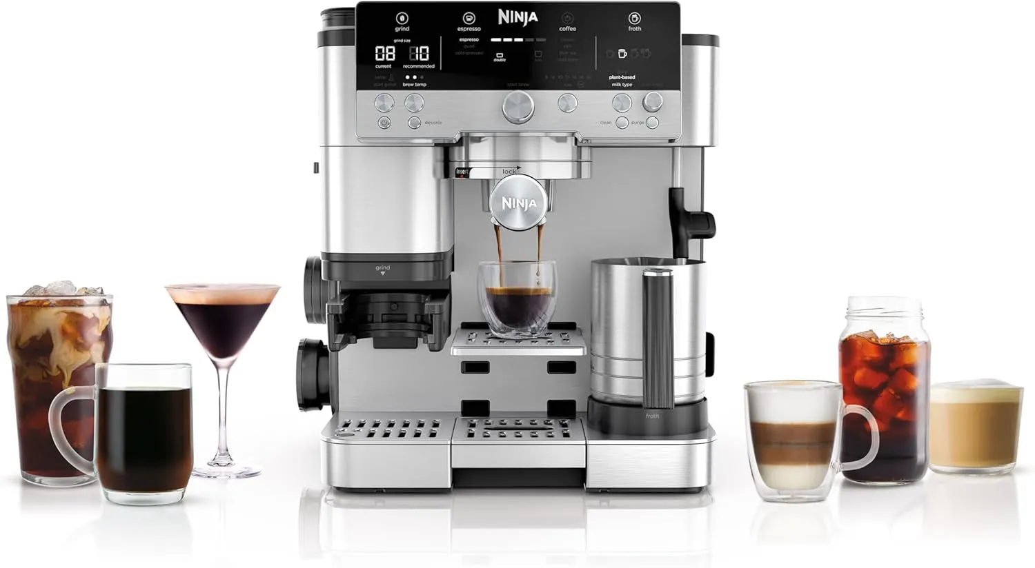 Luxe Café Premier Series, Espresso Machine, Drip & Cold Brew Coffee Maker, Built-In Grinder, Assisted Handling, Hands-Free Frother, Dairy or Non-Dairy