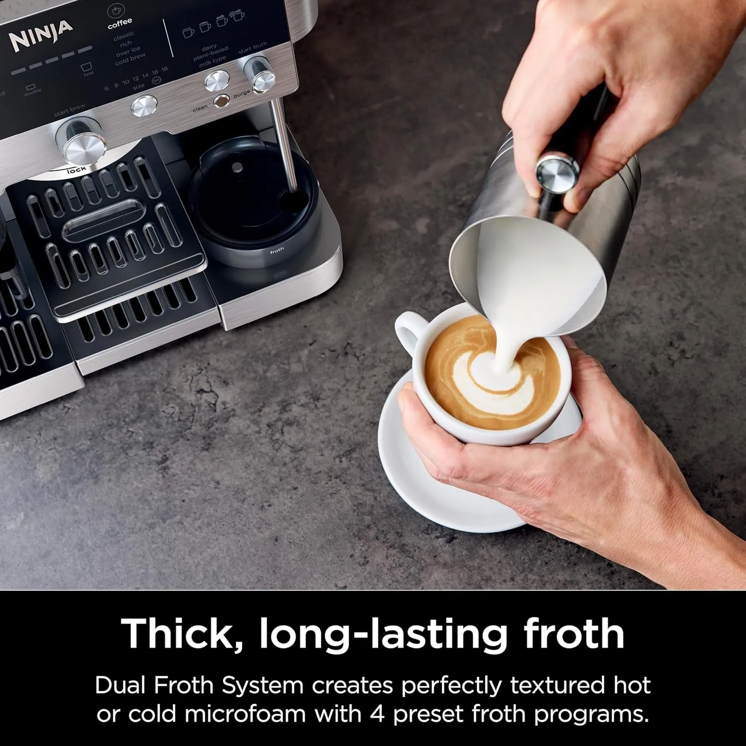 Luxe Café Premier Series, Espresso Machine, Drip & Cold Brew Coffee Maker, Built-In Grinder, Assisted Handling, Hands-Free Frother, Dairy or Non-Dairy