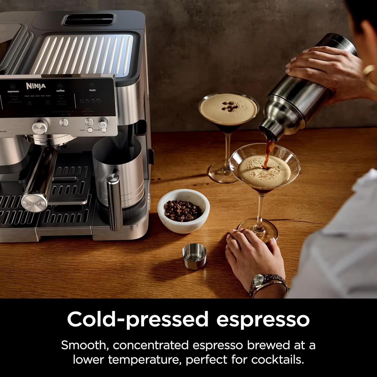 Luxe Café Premier Series, Espresso Machine, Drip & Cold Brew Coffee Maker, Built-In Grinder, Assisted Handling, Hands-Free Frother, Dairy or Non-Dairy