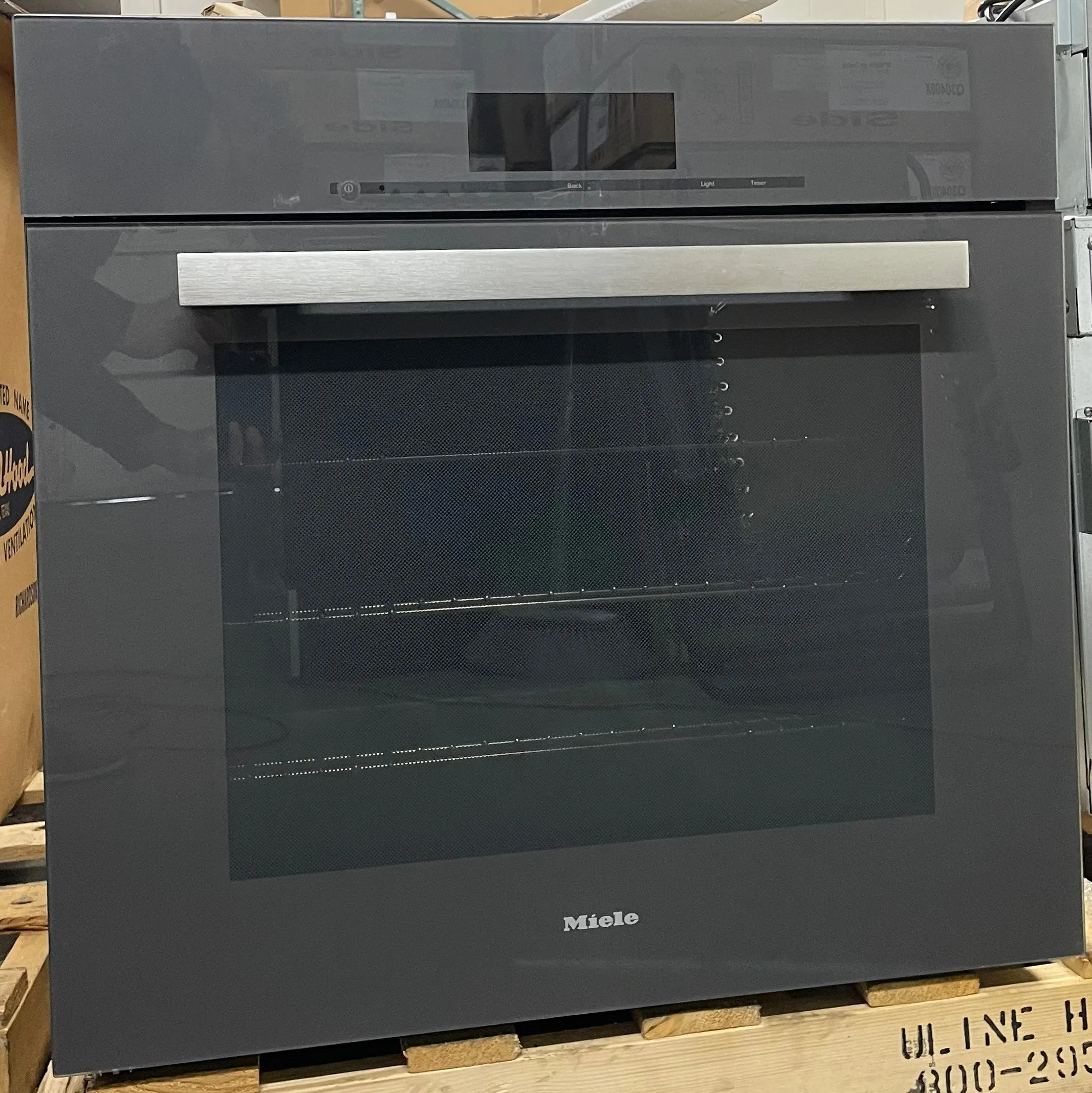 Miele PureLine M-Touch Series H6880BP 30 Inch Electric Single Wall Oven with Wireless Precision Probe, M Touch Controls, Appliance Cooling System, Self-Clean Oven, Convection, 3 Oven Racks, and 4.6 cu. ft. Capacity: Graphite Grey, PureLine Handle