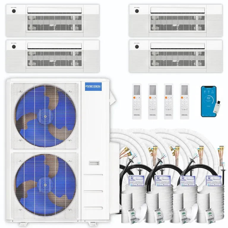 MRCOOL DIY 4th Gen 4-Zone 48,000 BTU 21 SEER (12K   12K   12K   18K) Ductless Mini Split AC and Heat Pump with Ceiling Cassettes