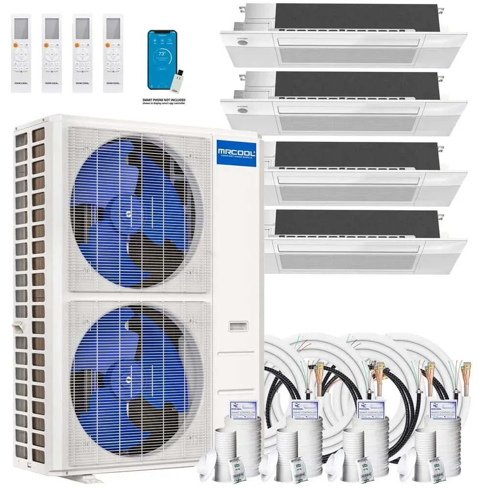 MRCOOL DIY 4th Gen 4-Zone 48,000 BTU 21 SEER (12K   12K   12K   18K) Ductless Mini Split AC and Heat Pump with Ceiling Cassettes