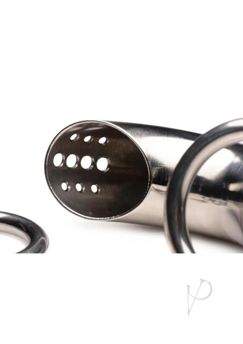 Ms Locking Ss Chastity Cage W/rings