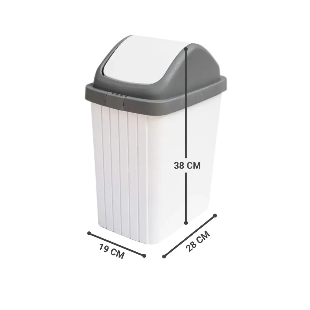 Nayasa White Swing Lid Bin  12L Dustbin for Modern Spaces