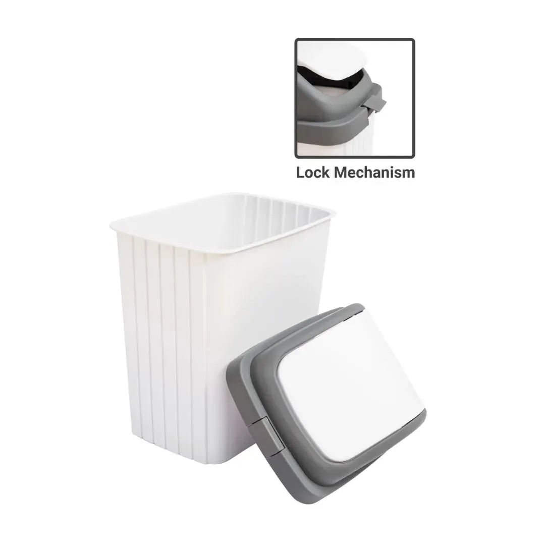 Nayasa White Swing Lid Bin  12L Dustbin for Modern Spaces