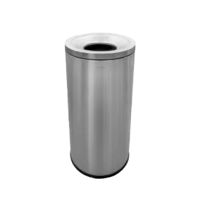 OTP2 Dustbin | 65L | Silver, Black | Lobby Bin | Open Top Bin | Outdoor Bin | Stainless Steel Bin
