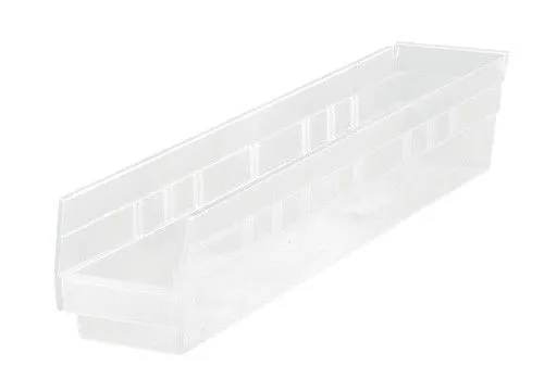Quantum QSB105CL Economy Clear-View Shelf Bins, 4.13" x 23.63" x 4"