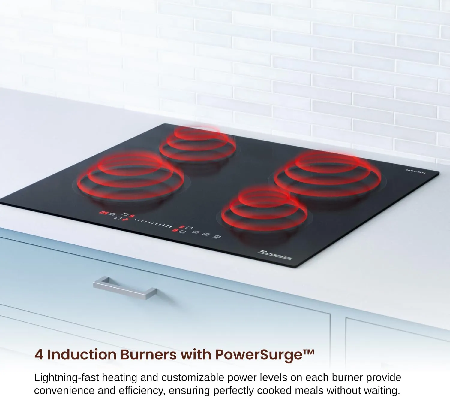 RCI301S 30" Induction Cooktop, 8100W, 4 Burners, Built-In Stove Top, Booster & Timer, 9 Power Levels, Slide Touch Control