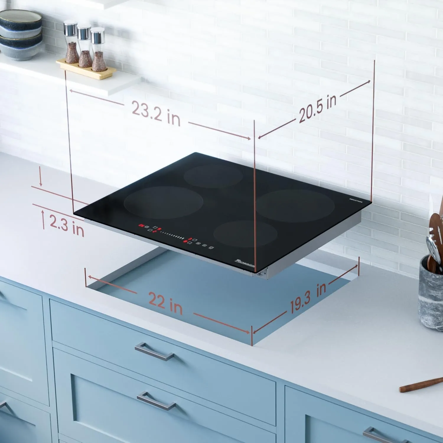 RCI301S 30" Induction Cooktop, 8100W, 4 Burners, Built-In Stove Top, Booster & Timer, 9 Power Levels, Slide Touch Control