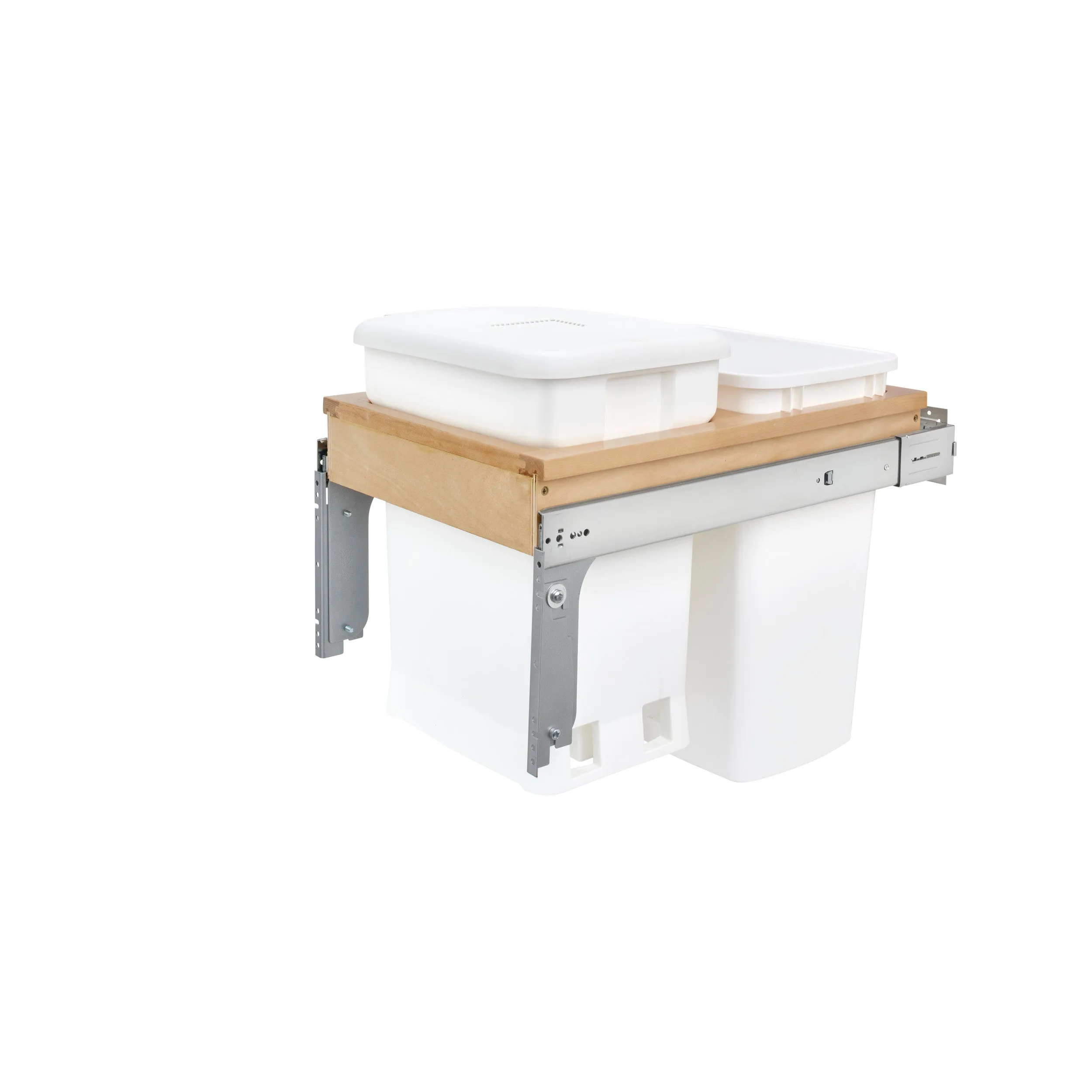 Rev-A-Shelf / 4WCTM-18CKWHSCDM2 / Wood Top Mount Pullout Trash/Waste and Compost Container