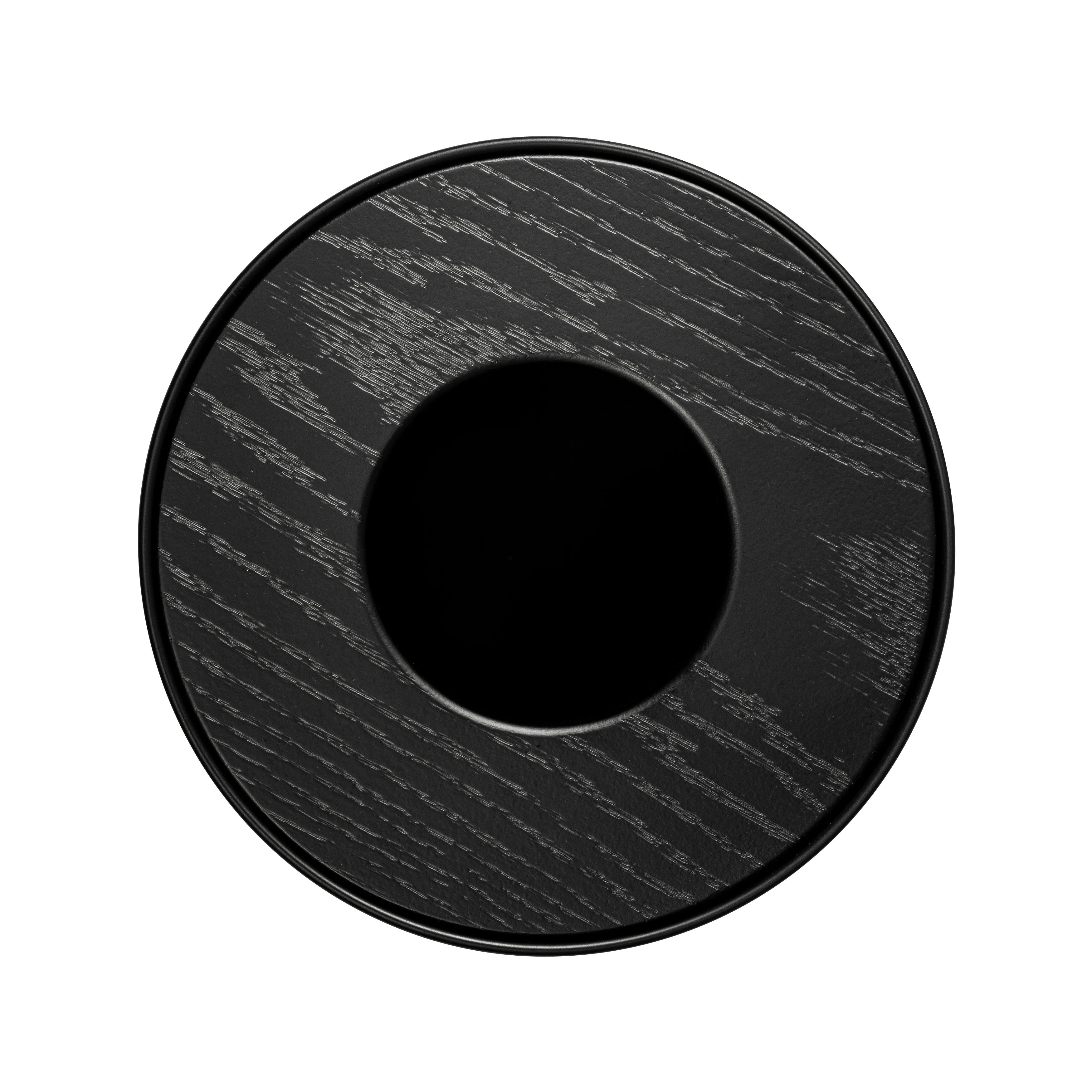 Round Bin with Oak Lid - Black
