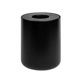 Round Bin with Oak Lid - Black