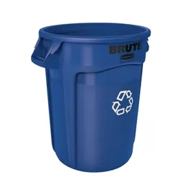Rubbermaid® Brute® 32 Gallon Blue Vented Round Recycling Containers - Case of 6