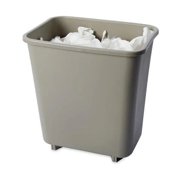 RUBBERMAID RECTANGULAR TRASH CAN - BEIGE 2 GAL