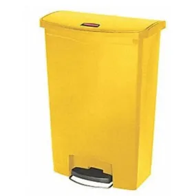 RUBBERMAID SLIM JIM RESIN FRONT STEP ON RECTANGULAR TRASH CAN - 90L YELLOW