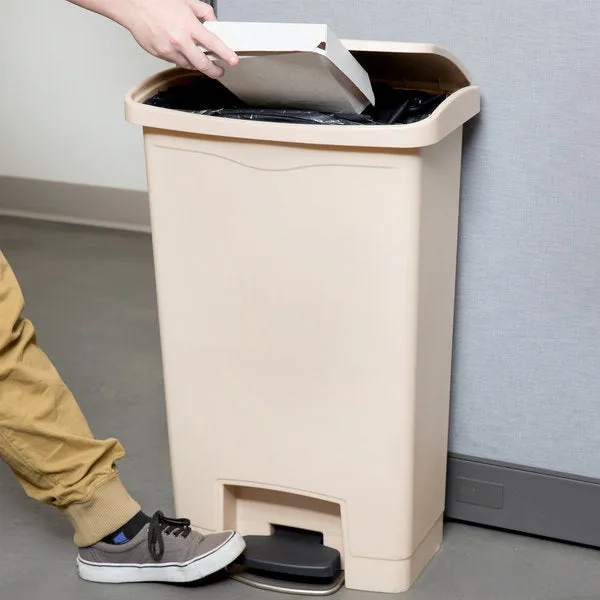 RUBBERMAID SLIM JIM RESIN FRONT STEP ON TRECTANGULAR TRASH CAN - 50 L BEIGE