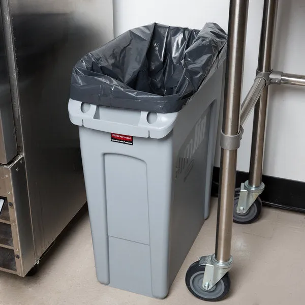 RUBBERMAID VENTED SLIM JIM RECTANGULAR TRASH CAN - 16 GAL GRAY
