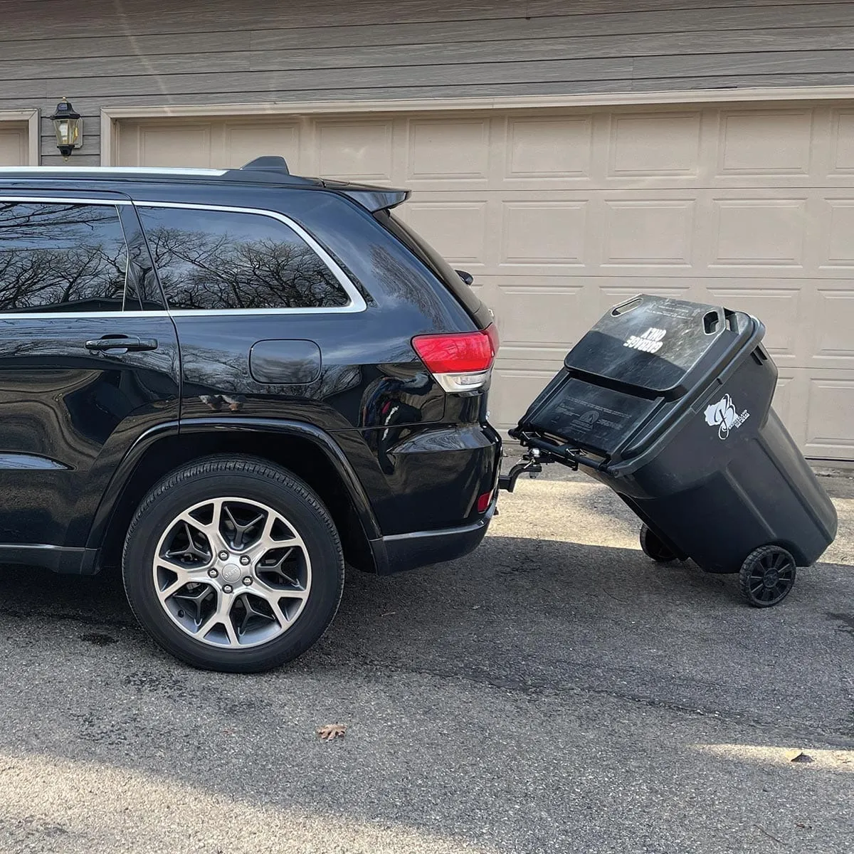 Single-Can Garbage Can Hauling Hooks, Ball Mounted