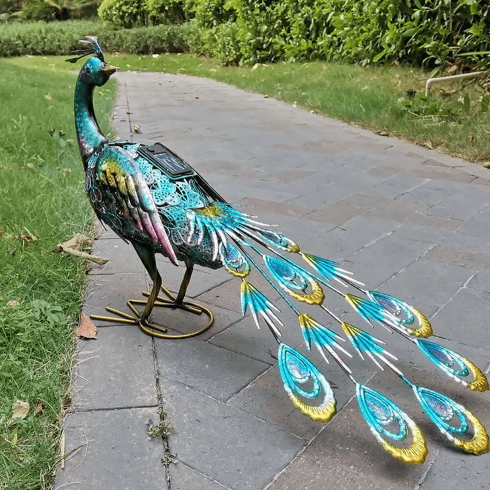 Solar Powered Peacock Garden Statue