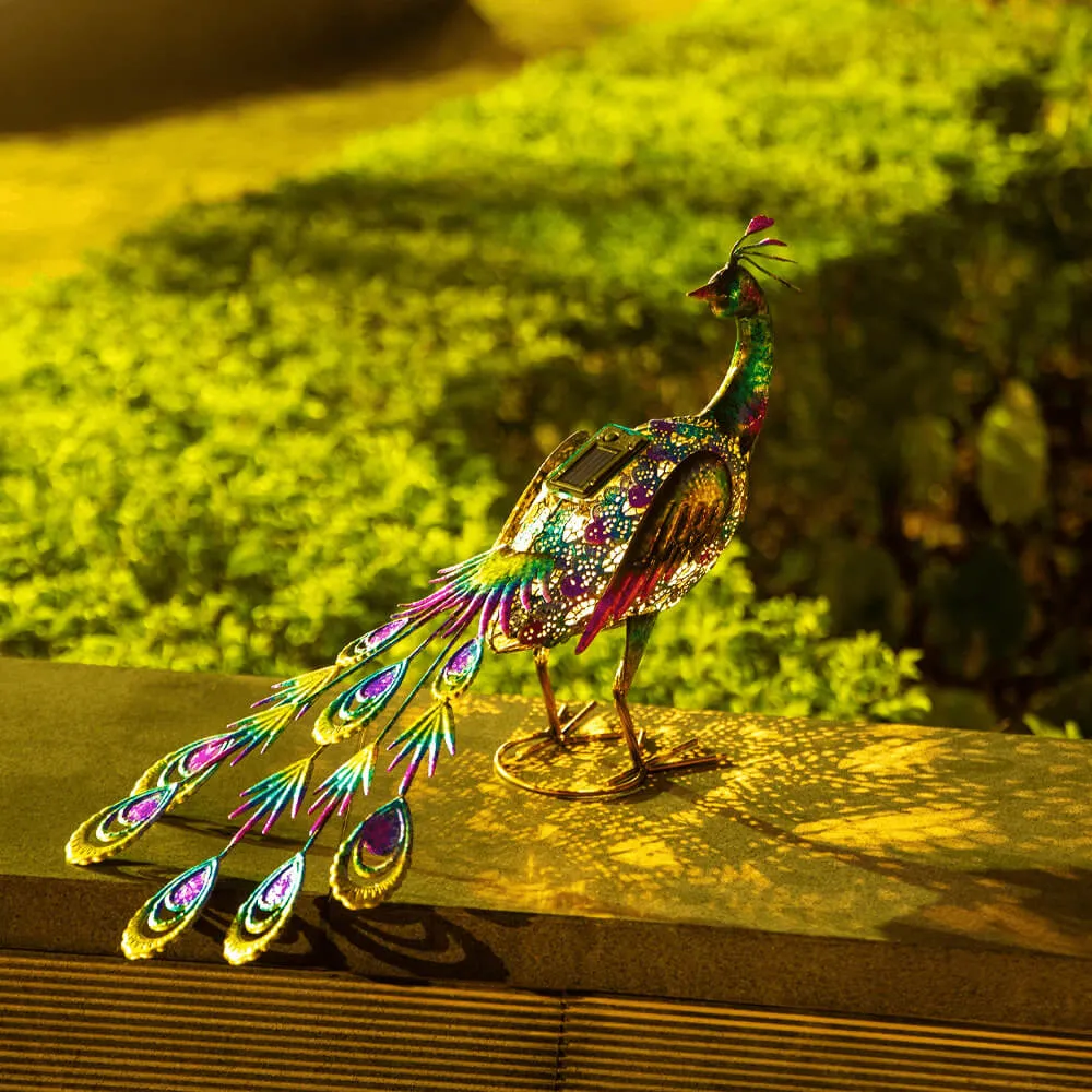 Solar Powered Peacock Garden Statue