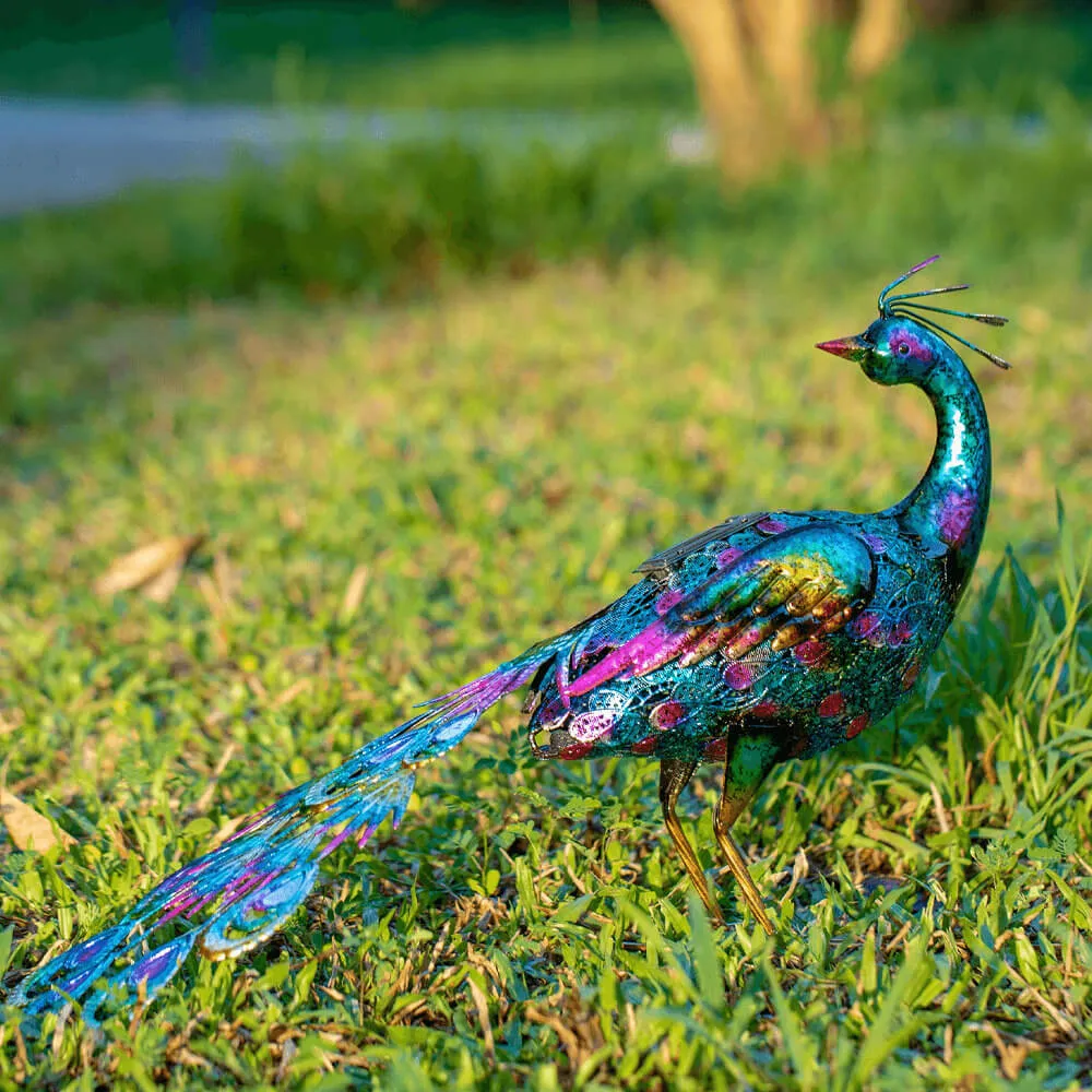 Solar Powered Peacock Garden Statue