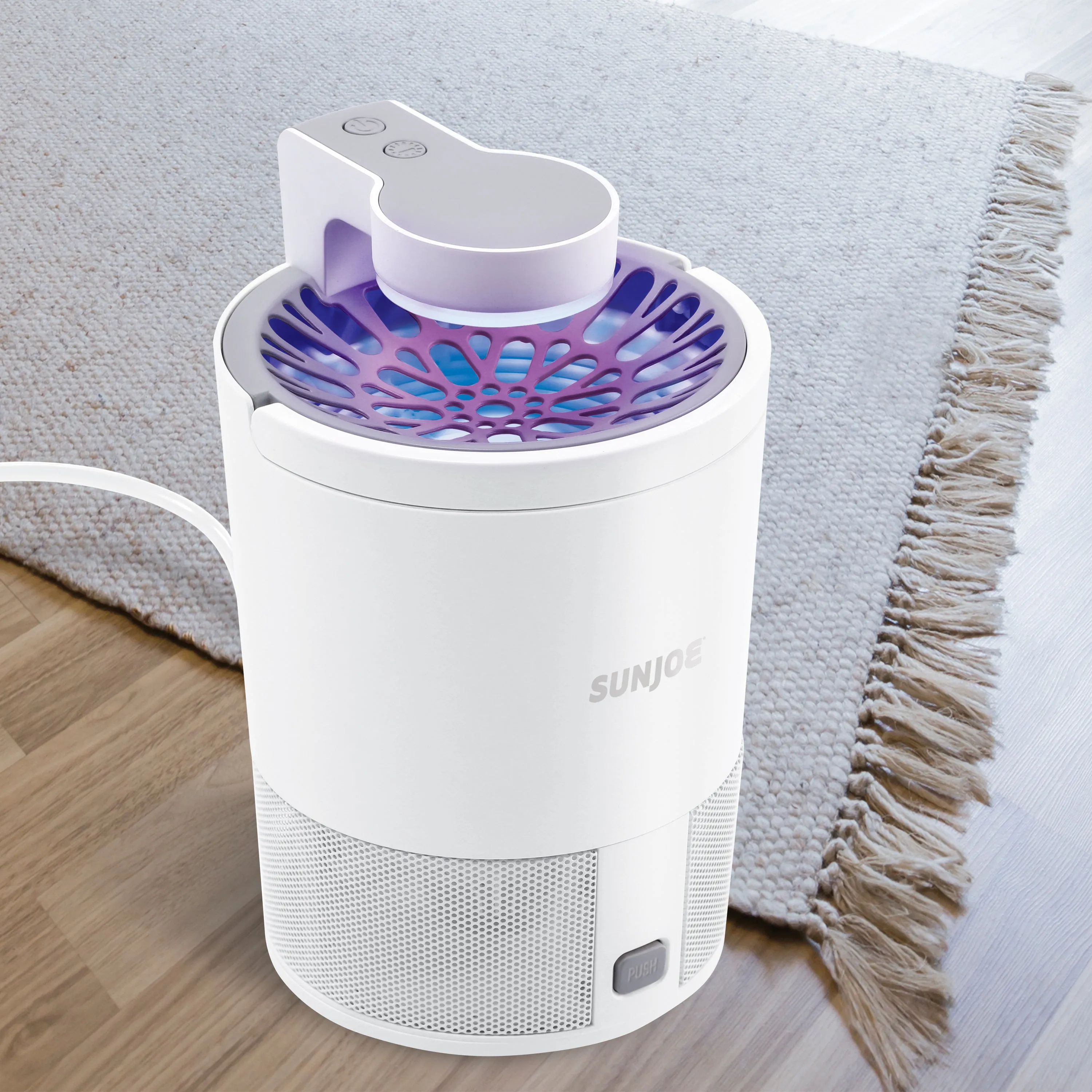 Sun Joe SJ-BZ15W-WHT UV Indoor Insect Trap | Non-Toxic UV Light | 10 Sticky Traps Included (White)