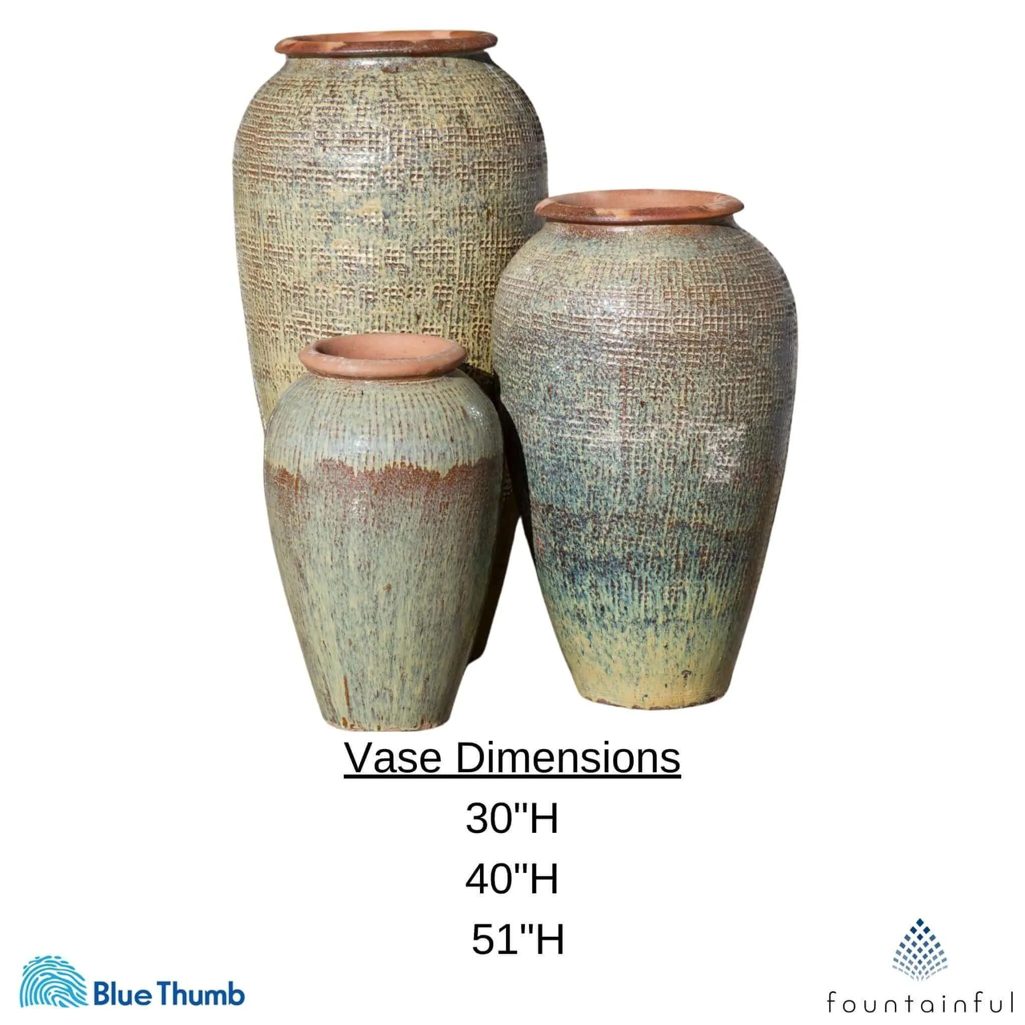Triple Tuscany Vase "Sand Dune" Water Fountain - Complete Kit - Blue Thumb