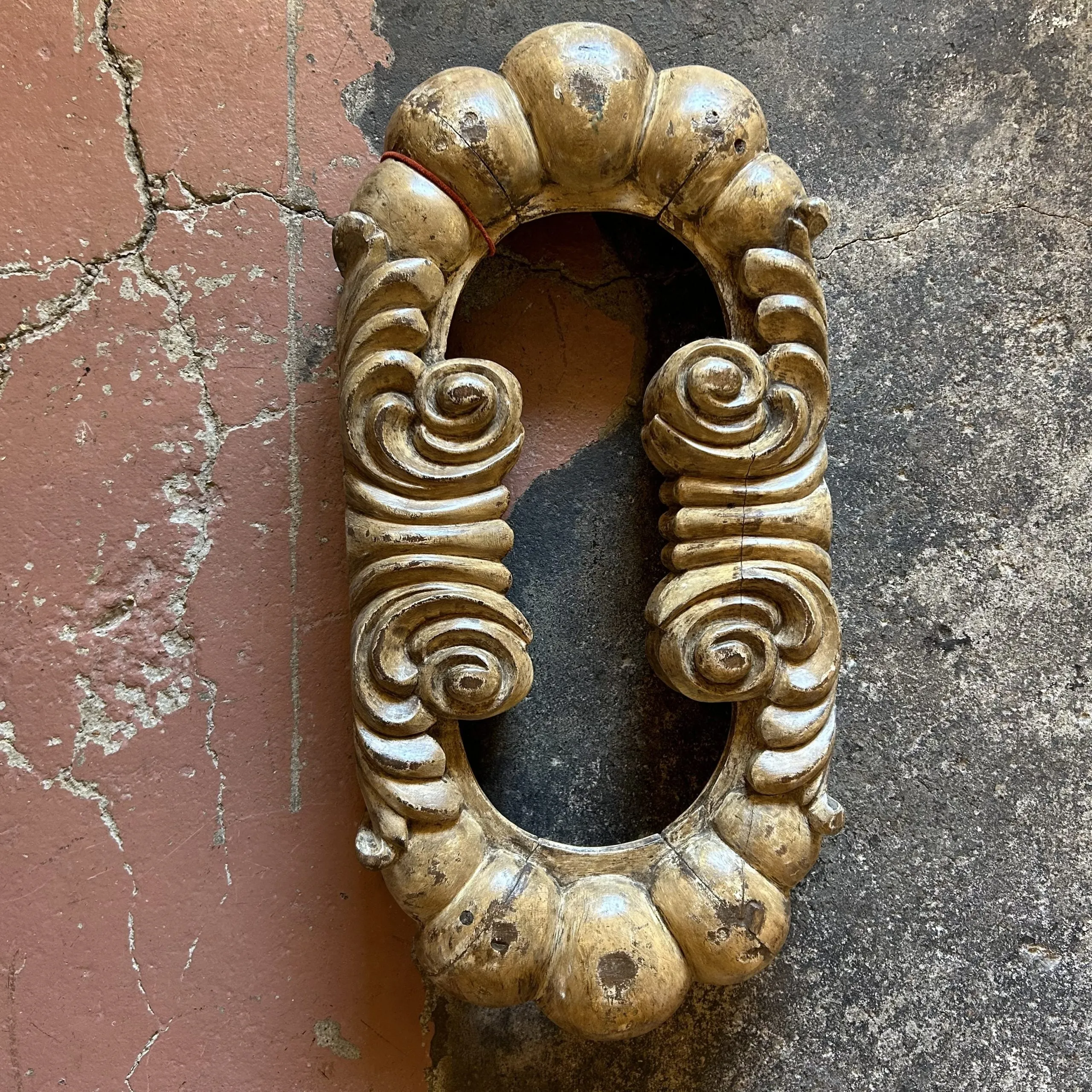 Vintage Hand-carved Wood Window Portals, 1850s