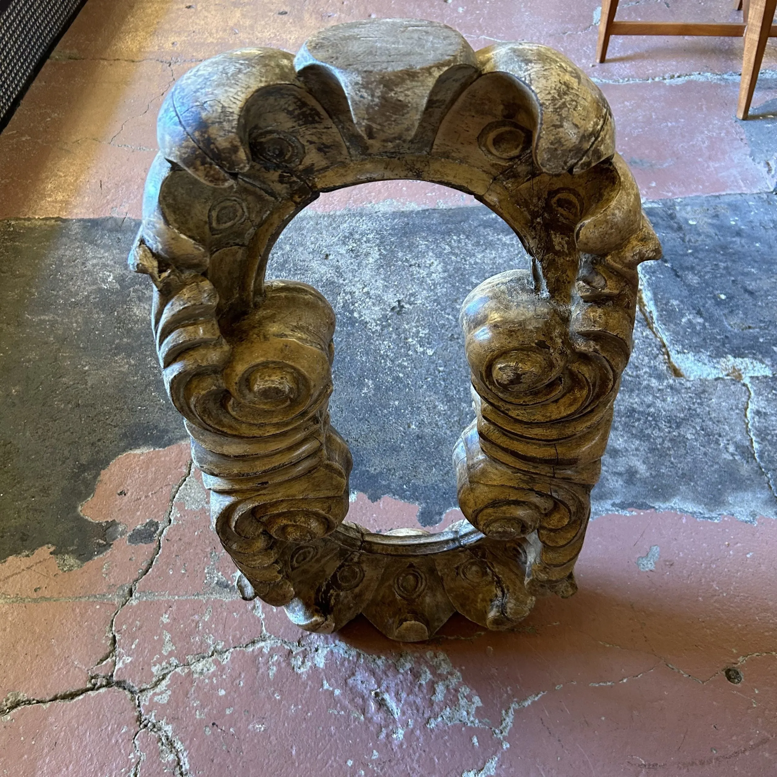 Vintage Hand-carved Wood Window Portals, 1850s