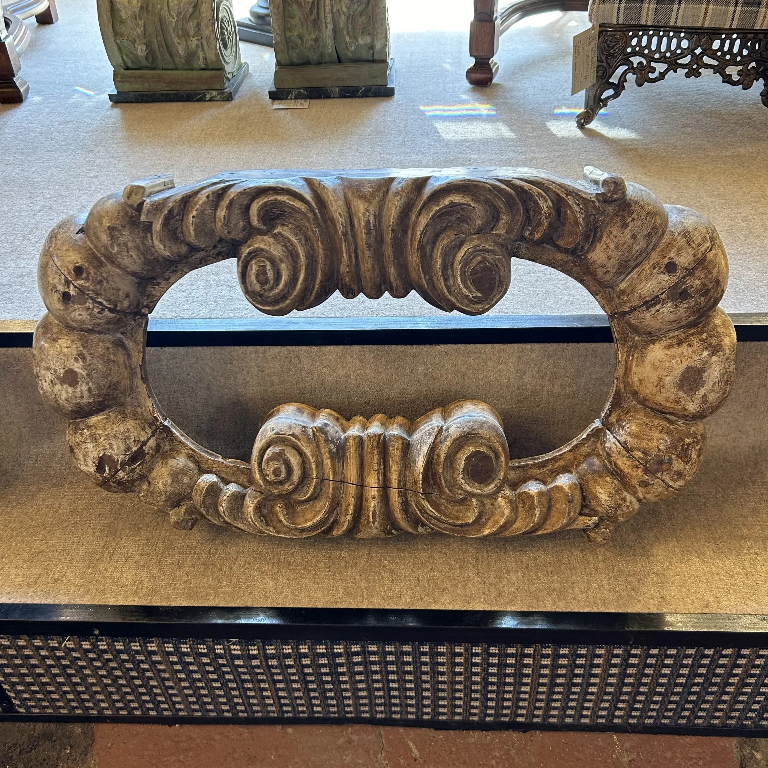 Vintage Hand-carved Wood Window Portals, 1850s