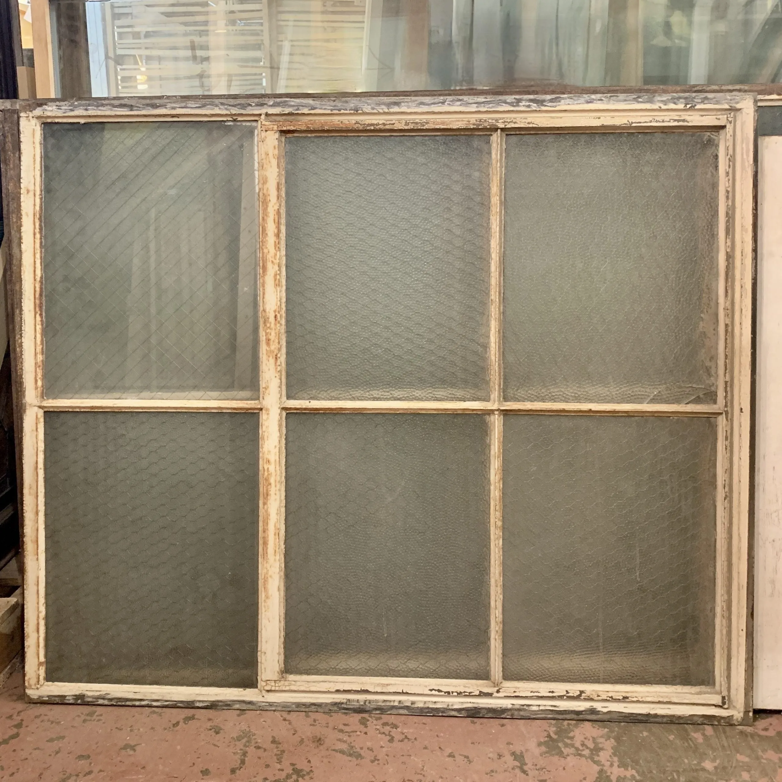 Vintage Iron Industrial Window, 6 Panel, Chicken Wire