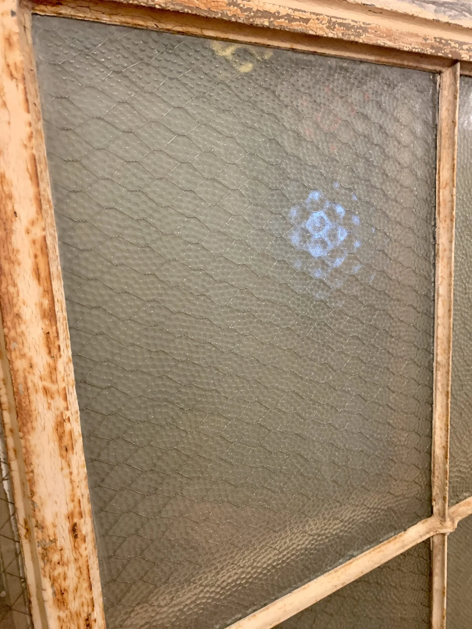 Vintage Iron Industrial Window, 6 Panel, Chicken Wire