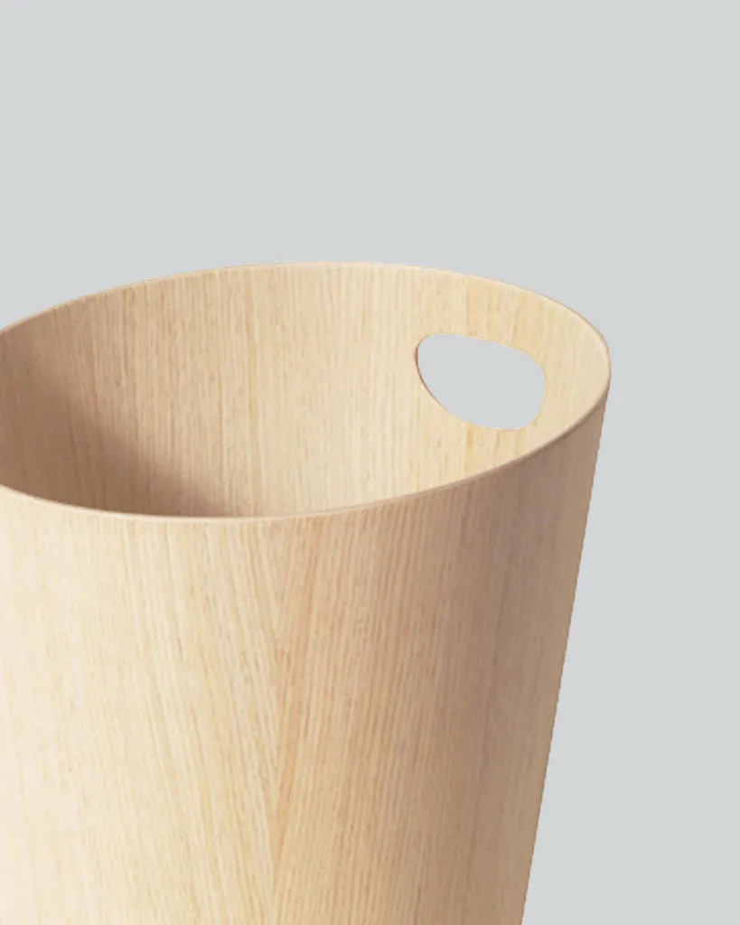 White Oak Paper Waste Basket with Handle