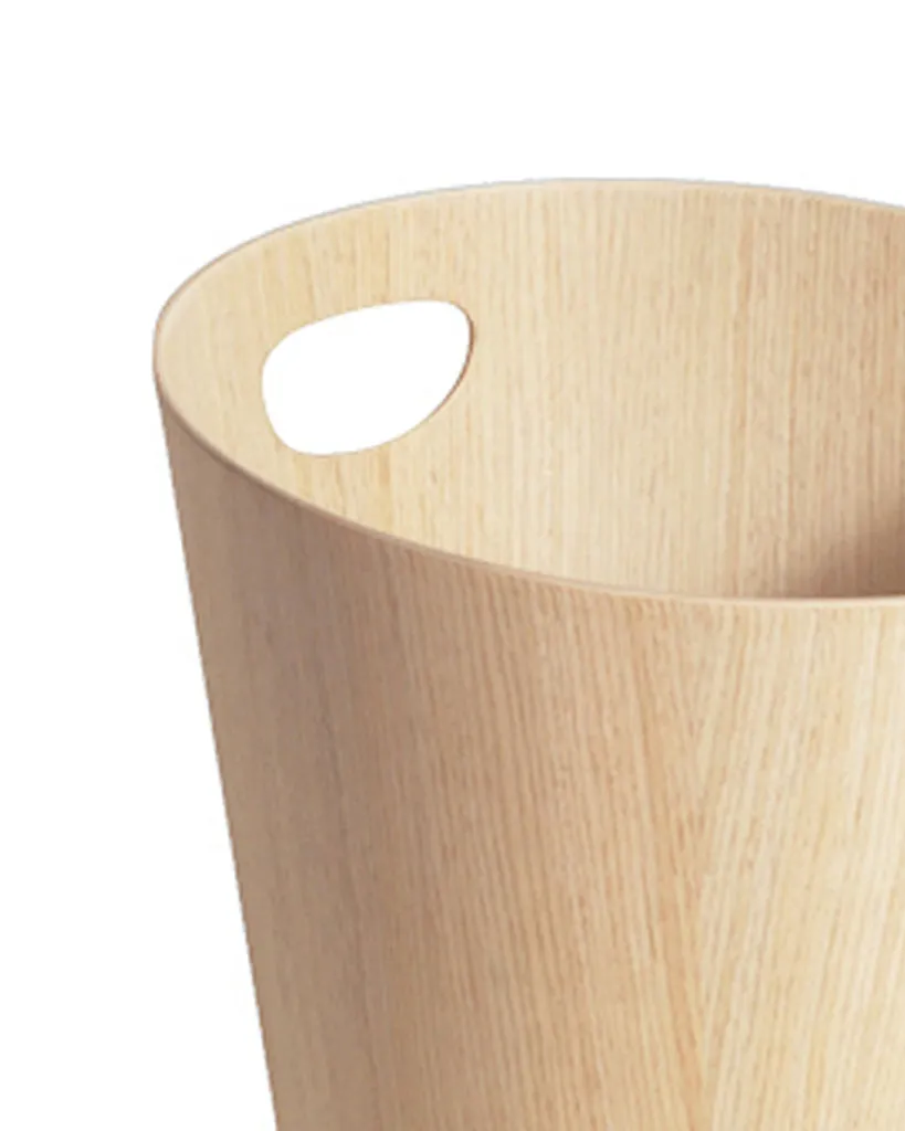 White Oak Paper Waste Basket with Handle