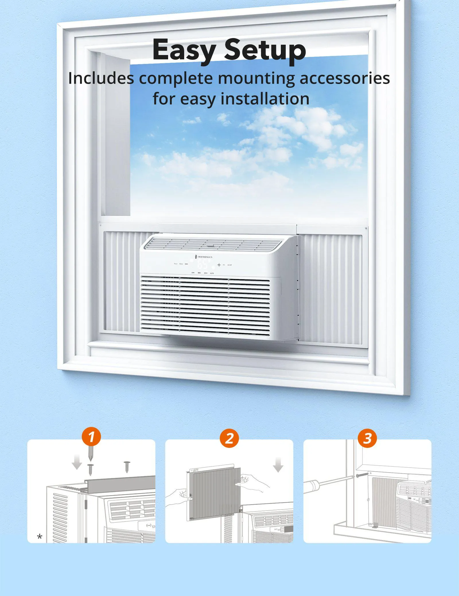 Window Air Conditioner 003 8000 BTU, Energy Star Extreme Quiet Window AC Unit
